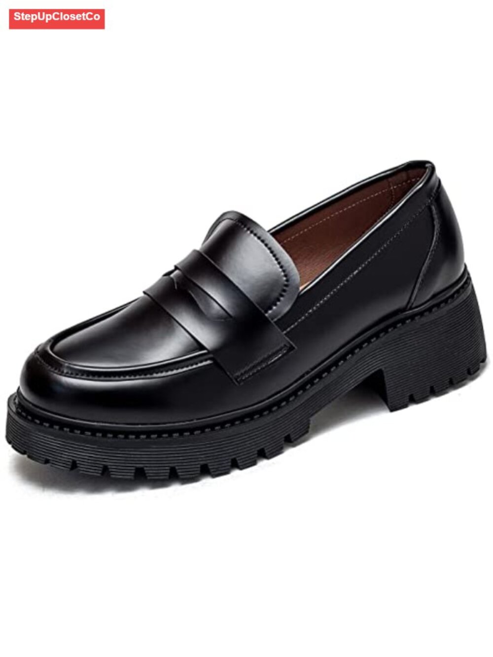 Women's Classic Mid Heel Oxfords Penny Loafers Slip On Comfortable Dress Shoes
